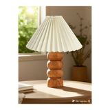 EvLight Ahsena Handmade Ahşap Pileli Krem Abajur