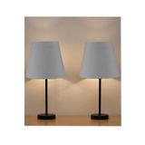 EVLight Black 2'li Abajur Metal Masa Lambası Antrasit