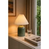 EvLight Feray Mint Yeşili Metal Gövdeli 34 cm Krem Pileli Abajur