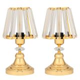 Evlight İkili Kristal Gövdeli Abajur, Taşlı, Gold
