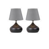 EvLight Lapis 2'li Set Antrasit Şapka Masa Lambası Tekli Metal Abajur