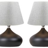 Evlight Lapis İkili Set, Gri Şapka, Tekli Metal Abajur