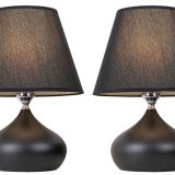 Evlight Lapis İkili Set, Siyah Şapka, Tekli Metal Abajur