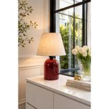 EvLight Liva Bordo Gövdeli 34 cm Keten Kumaş Abajur