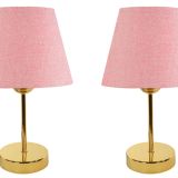 Evlight Metal Ayaklı İkili Abajur, Gold Pembe