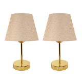 Evlight Metal Ayaklı İkili Abajur, Gold Pudra