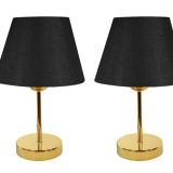 Evlight Metal Ayaklı İkili Abajur, Gold Siyah