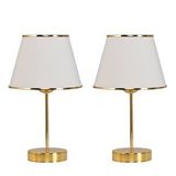 EVLight Mirza 2'li Krem Metal Ayaklı Gold Abajur Masa Lambası