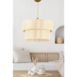 Evlight Modern Doğal Hazeran Rattan 2 Katlı Sarkıt Avize - Hasır