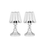 EvLight Taşlı Abajur 2'Lİ Kristal Gövdeli Gümüş Salon Yatak Odası Abajur