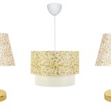 Evlight Üçlü Set Gold Abajur Simli Gold
