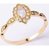 Evlilik Teklifi Altın Yüzük - 14 Ayar Altın Oval Pembe Kuvars Taşlı Kadın Evlilik Teklifi Yüzüğü