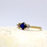 Evlilik Teklifi Altın Yüzük - 14 Ayar Altın Prenses Kesim 0.40 Ct Safir Taşlı Evlilik Teklifi Yüzüğü