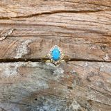 Evlilik Teklifi Altın Yüzük - 14 Ayar Altın Vintage 0.80 Ct Turkuaz Taşlı Evlilik Teklifi Yüzüğü