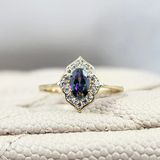 Evlilik Teklifi Altın Yüzük - 14 Ayar Altın Vintage Oval Mistik Topaz Taşlı Evlilik Teklifi Yüzüğü