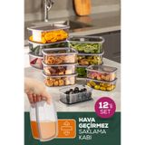 Evlinya 12'li Hava Geçirmez Saklama Kabı Seti Antrasit 3x(250-500-750-1200 ML)