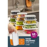 Evlinya 12'li Hava Geçirmez Saklama Kabı Seti Gri 3x(250-500-750-1200 ML)