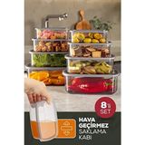 Evlinya 8'li Hava Geçirmez Plastik Saklama Kabı Seti Antrasit 2X(250-500-750-1200 Ml) BPA İçermez - 1,2 lt - Gri