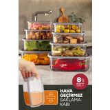 Evlinya 8'li Hava Geçirmez Saklama Kabı Seti Antrasit 2x(250-500-750-1200 ML)