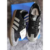 Evlium Adidas Samba Tasarım Kadın Siyah Taşlı Sneaker Ayakkabı - Özel Kristal Işlemeli Lüks Tasarım - 0 - Siyah