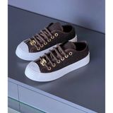 Evlium Chanel Kahverengi Simli Tüvit Dokulu Gold Aksesuarlı Kadın Platform Taban Spor Ayakkabı - Sneaker - 00-Kahverengi