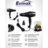Evmak 3200 Professional Ac Motor Saç Kurutma Fön Makinesi - Siyah