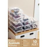 Evmarketi 10 Lu Kadın Ayakkabı Kutusu Şeffaf Ayakkabılık Ayakkabı Saklama Kutusu