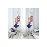 Evmila 115 70x260 cm Buketli Kız Beyaz Fon Perde