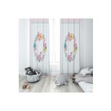 Evmila 43 140x260 cm Yuvarlak Çiçekli Beyaz Fon Perde