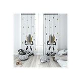 Evmila 70 140x260 cm Sevimli Panda Beyaz Fon Perde