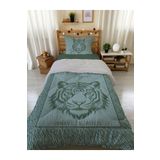 Evmila Aslan Desenli Tek Kişilik 160x220 Cm Wellsoft Çift Taraflı Silikon Yorgan Ve Uyku Seti, yeşil, 5480