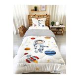 Evmila Astronot Desenli Tek Kişilik 160x220 Cm Wellsoft Çift Taraflı Silikon Yorgan Ve Uyku Seti, beyaz, TYCELQGLCN170548405663081