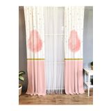 Evmila Baskılı Modern Desenli Pembe 70x260 cm Tek Kanat Kadife Doku Fon Perde