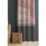 Evmila Baskılı Modern Desenli Salon Ve Yatak Odası Tek Kanat Kadife Doku Fon Perde - Pembe, Pembe, 70 x 260, TYC00699633565