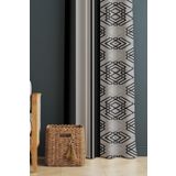 Evmila Baskılı Modern Desenli Salon Ve Yatak Odası Tek Kanat Kadife Doku Fon Perde - Siyah, Siyah, 140 x 260, 89390