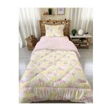 Evmila Çiçek Desenli Tek Kişilik 160x220 Cm Wellsoft Çift Taraflı Silikon Yorgan Ve Uyku Seti, Çok Renkli, 672460