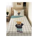 Evmila Cool Teddy Desenli Genç Ve Çocuk Baskılı Tek Kişilik Pike Takımı 160x230 Beyaz