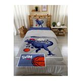 Evmila Dinozor Desenli Tek Kişilik 160x220 Cm Wellsoft Çift Taraflı Silikon Yorgan Ve Uyku Seti, gri, 5479