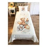 Evmila Evmila Dekoratif Pilot Ayıcık Desenli Çocuk Yatak Örtüsü, Çok Renkli, 140 x 220, MİLR12371