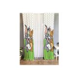 Evmila Fare Ve Kedi Desenli Çocuk Odası Kadife Fon Perde, Çok Renkli, 140 x 260, 6827