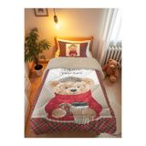 Evmila Gözlüklü Ayıcık Teddy Desenli Tek Kişilik 160x220 Cm Wellsoft Çift Taraflı Yorgan Ve Uyku Seti