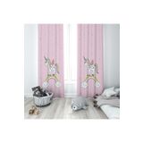 Evmila Pembe Unicorn Desenli Fon Perde 185, Beyaz, 70 x 220, MLBYBD185