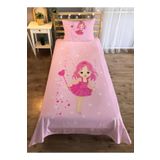 Evmila Prenses Kız Desenli Tek Kişilik Kadife Yatak Örtüsü -pembe, Pembe, 140 x 220, 56264