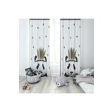 Evmila Sevimli Panda Beyaz Fon Perde 70, 70 x 220, MLBYBD70
