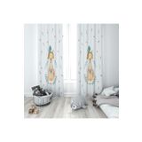 Evmila Sevimli Tilki Beyaz Fon Perde 63, 140 x 220, MLBYBD63