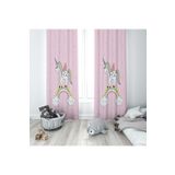 Evmila Unicorn Desenli Pembe Fon Perde 55, Beyaz, 70 x 240, MLBYBD55