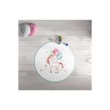 Evmila Unicorn & Renkli Balonlar Yuvarlak Baskı Halı Modeli Yc1279, Çok Renkli, 120 x 120, EMYC1279