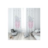 Evmila Uyuyan Fil Pembe Beyaz Fon Perde 128, 70 x 240, MLBYBD128