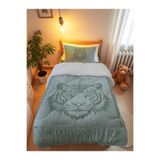 Evmila Yeşil Kaplan Desenli Tek Kişilik 160x220 Cm Wellsoft Çift Taraflı Silikon Yorgan Ve Uyku Seti
