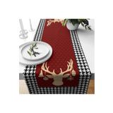 Evmila Yılbaşı Özel Geyik Desenli Kadife Runner, Çok Renkli, 40 x 140, TYC00627442909